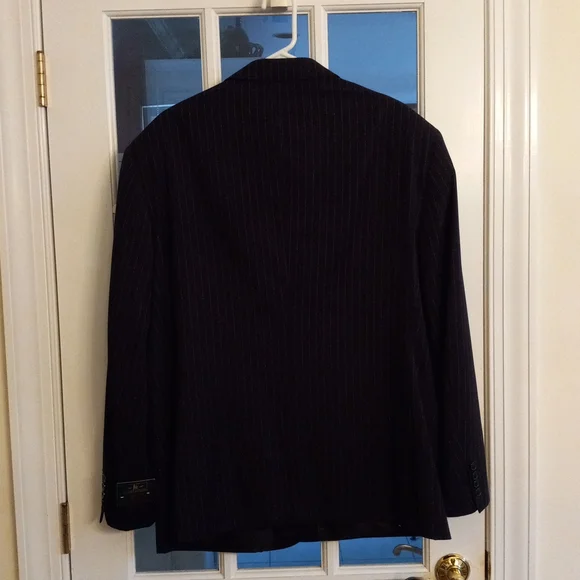 Cooper & Nelson Mens BlackPinstripe Blazer Size 48R 42W.